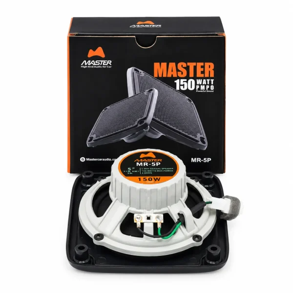 نمای پشت میدرنج خودرو MASTER MR-5P سایز 5 اینچ به همراه جعبه اصلی محصول